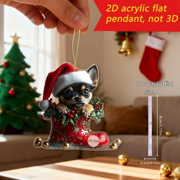Mecorevxz Cute Pet for Christmas Ornaments Christmas 2D Acrylic Window Hanging Decoration Home Bedroom Xmas Decor,Christmas Gifts