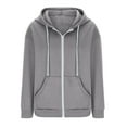 thumbnail image 4 of Yyeselk Womens Fall and Winter Hooded Sweatshirts Trendy Full Zip Pure Color Hoodies Fashion Long Sleeves Drawstring Crew Neck Shirt with Pocket Gray L, 4 of 6