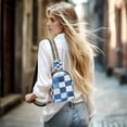 thumbnail image 5 of FORMRS Womens Crossbody Sling Bag Travel Daypack Shoulder Chest Backpack, Blue and Gray Plaid Pattern, 5 of 7