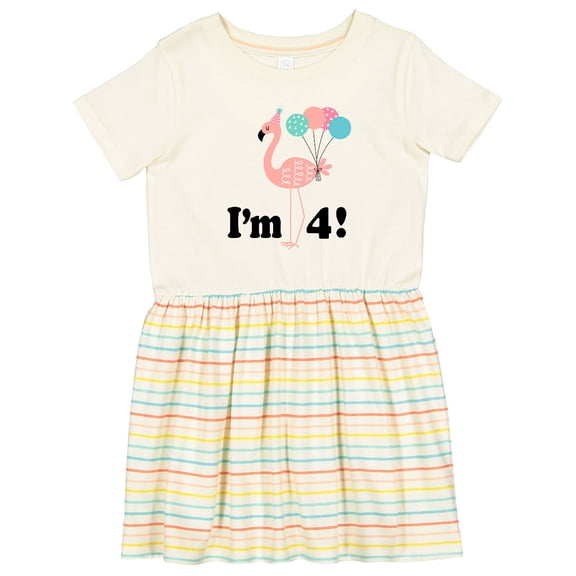 Inktastic 4th Birthday Flamingo 4 Year Old Girl Girls Toddler Dress