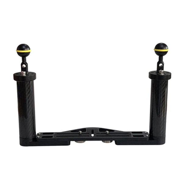 Soporte de mango de buceo de fibra de carbono estabilizador de mano doble para buceo Scuba Negro Sharpla Soporte de bandeja de mango de buceo