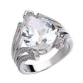 thumbnail image 1 of Anillo de circonio en forma de pera con gotas de agua chispeante compromiso de joyería de plata, 1 of 2