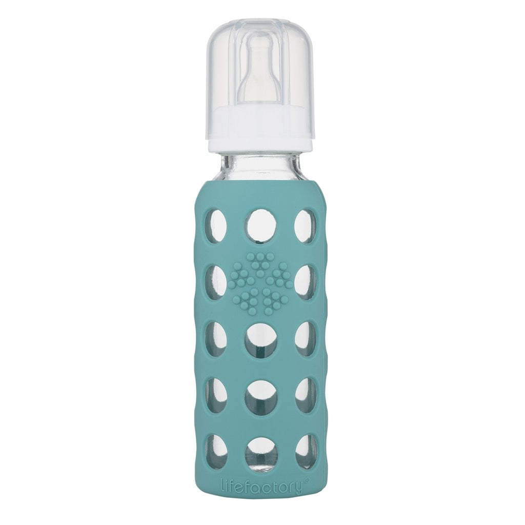 Lifefactory 9 oz Glass Baby Bottle with Protective Silicone Sleeve