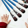 thumbnail image 6 of Milisten 6pcs Nylon Paint Brushes for Acrylic Painting with Blue Wooden Handles and Sketching Use, 6 of 8