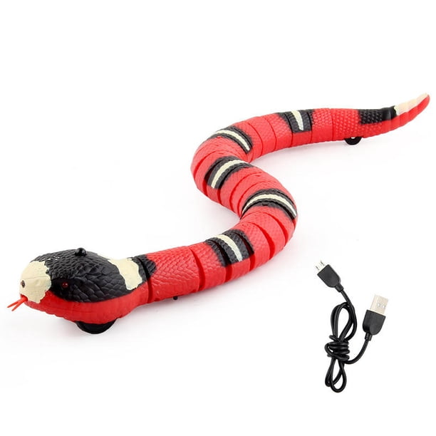 1 juguete de serpiente para gatos, recargable para detección inteligente de serpientes, detección automática de obstáculos y escape, juguetes eléctricos en forma de s realistas para gatos