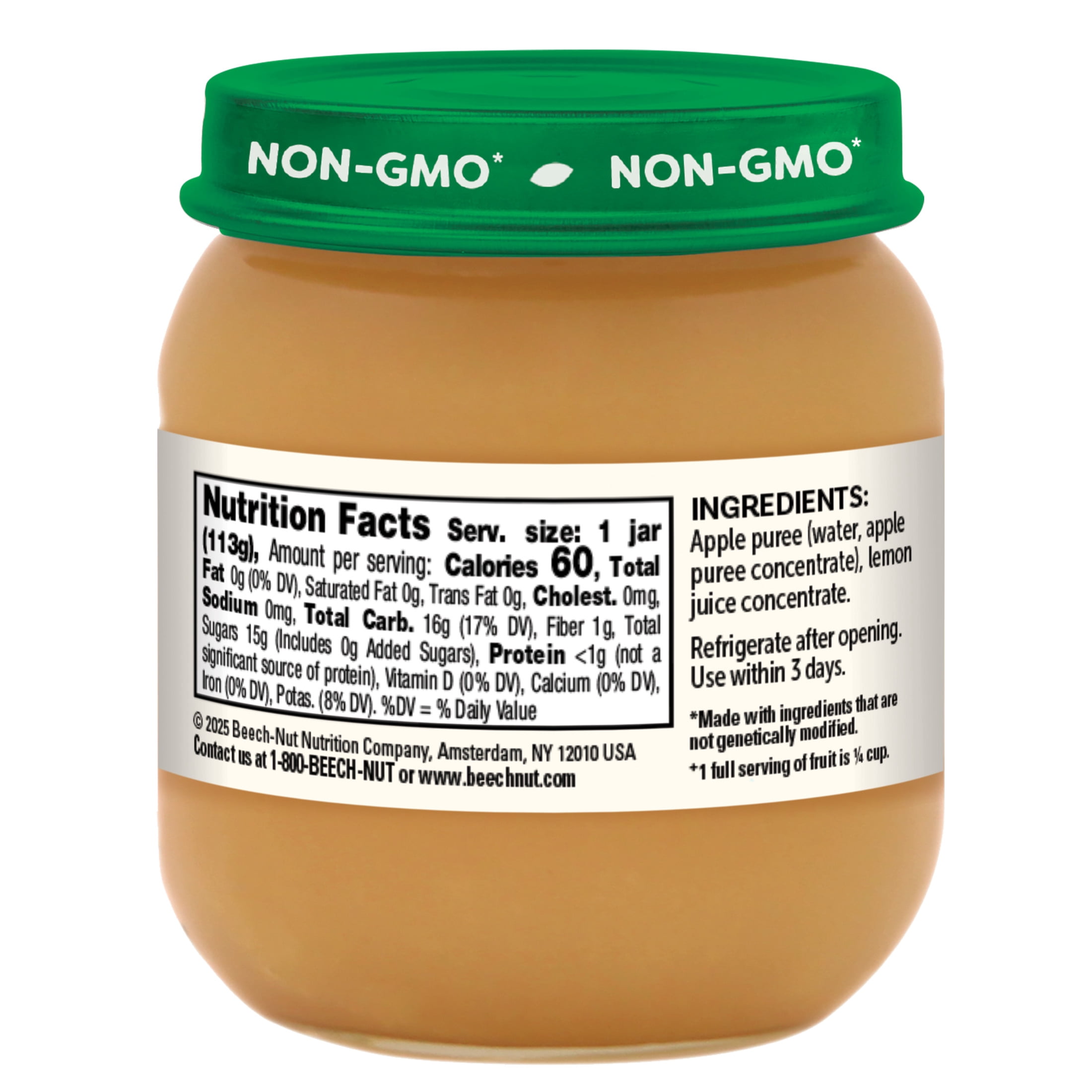 (3 pack) Beech-Nut Stage 2 Baby Food, Apple, 4 oz Jar