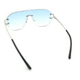 thumbnail image 7 of Oversize Luxury Hip Hop Gangster Swagger Rimless Racer Shield Sunglasses [Silver - Blue], 7 of 7