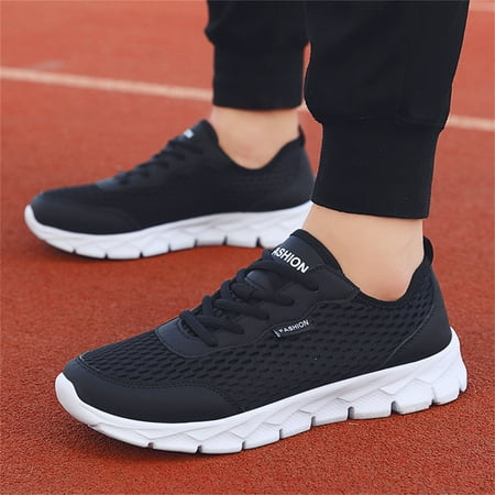 

Ediodpoh Fashion Summer Men Mesh Breathable Comfortable Lightweight Flat Soft Lace up Casual Sneakers for Men Black 9