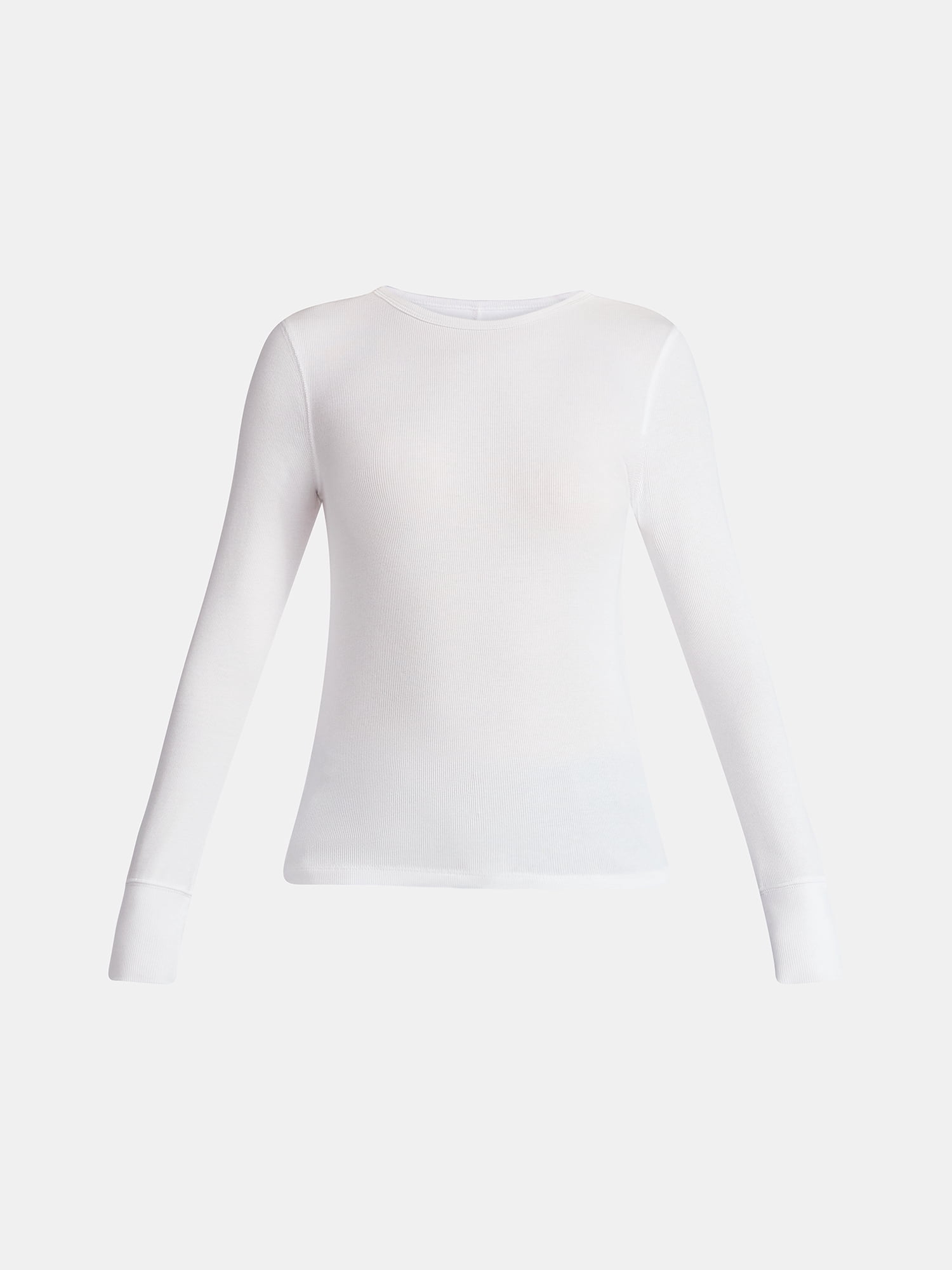 Time and Tru Women's Rib Tee with Long Sleeves, Size XS-XXXL