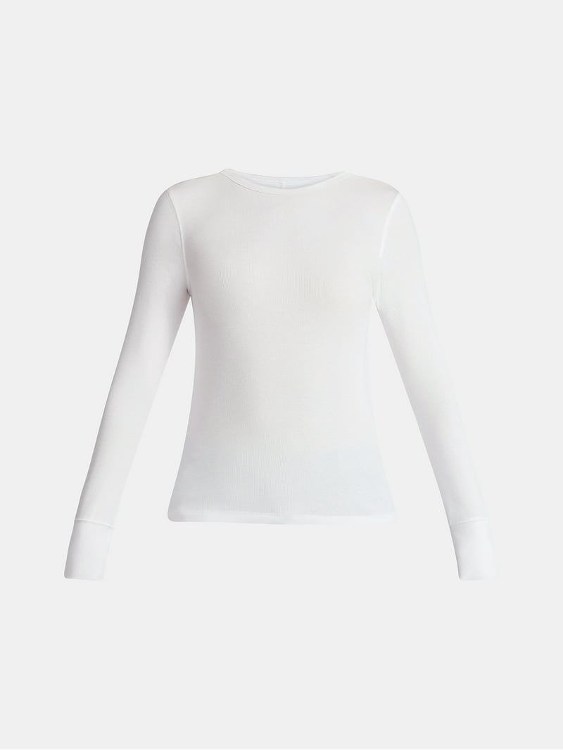 Time and Tru Women's Rib Tee with Long Sleeves, Size XS-XXXL