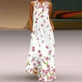 thumbnail image 5 of Spring Summer Flowers Print Long Dress Women Beach Holiday Casual Fashion Elegant Dresses Party Sleeveless V Neck Maxi Dresses, 5 of 6