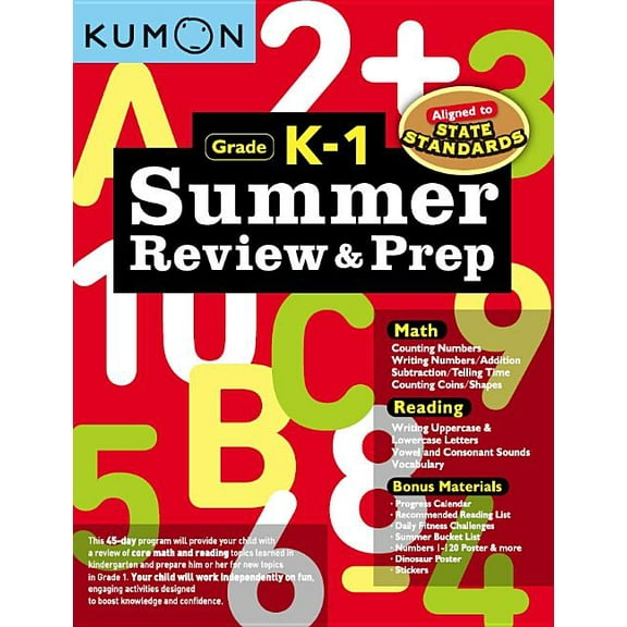 Kumon Summer Review and Prep K-1, (Paperback)