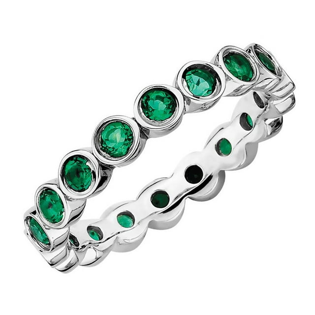 Bague Émeraude Créée 1,20 Carat (ctw) en Argent Sterling