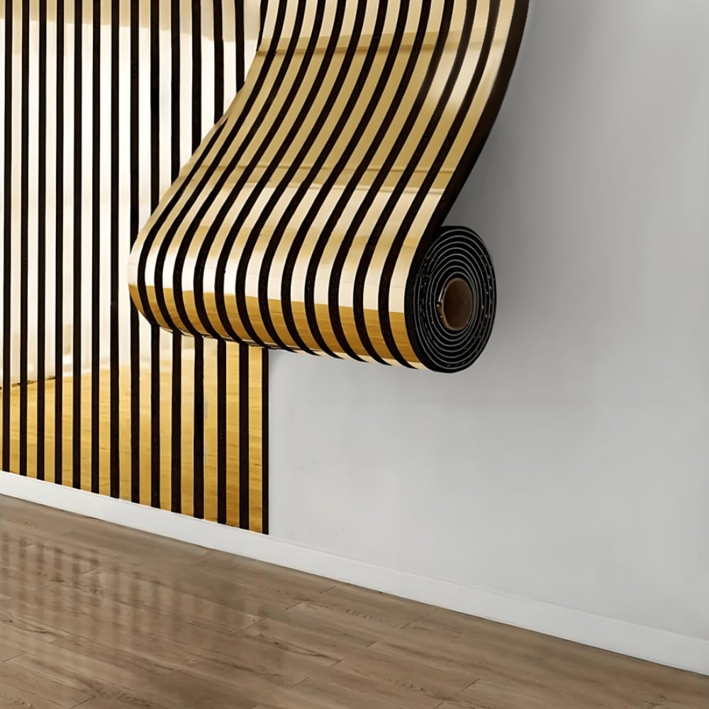 1/2/3 Rolls Package, 3D Stereo Carved Metal Groove Wall Stickers Sound-Absorbing & Noise-Reducing PVC Material, Peel-and-Stick Thickened Version, Suitable for Kitchen Walls, Bathroom Walls, Living Ro
