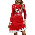 thumbnail image 2 of Njagoc3 Womens Long Sleeve Christmas Graphic Sweater Dress, Festive Casual & Party Wear, Knee - Length, Knit Fabric, for Xmas Events, 2 of 5
