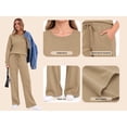 thumbnail image 4 of MOYIKO Two Piece Sets for Women Fall Travel Vacation Outfits Pleated Long Sleeve Lounge Sets Wide Leg Pants, 4 of 7
