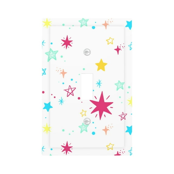 DouZhe 1-Gang Toggle Switch Wallplate, Colorful Stars Decorative Wall Plates