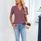 thumbnail image 4 of Xuyuer Womens Short Sleeve Collared Polo Tops V Neck Button Down Fitted Shirts Casual Fashionable Top, 4 of 9