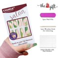 thumbnail image 4 of Prensa mate en las uñas Forma cuadrada larga Pegamento desnudo en las uñas Rayas doradas Patrón de empalme verde Cubierta completa Lindos diseños de uñas postizas Uñas acrílicas Fa, 4 of 5