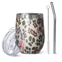 12oz Stainless Steel Insulated Wine Tumbler with Lid and Straw – Double Wall Vacuum Mug for Hot & Cold Drinks, 304 Steel Interior, Sweat-Free Design