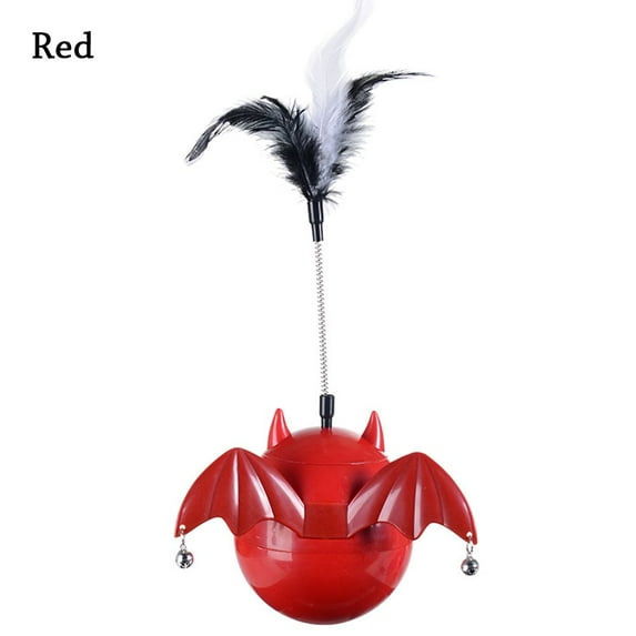 Pet Supplies Little Devil Shape Halloween Smarter Playing Treat Ball Slow Feeding Toys Tumbler Feeder Food Leakage RED