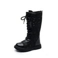 thumbnail image 1 of Gaexia Lace Up Riding Boots Girls Mid Calf Combat Boots PU Leather Side Zipper Punk Goth Boot Non Slip Toddler Winter Shoes, 1 of 6
