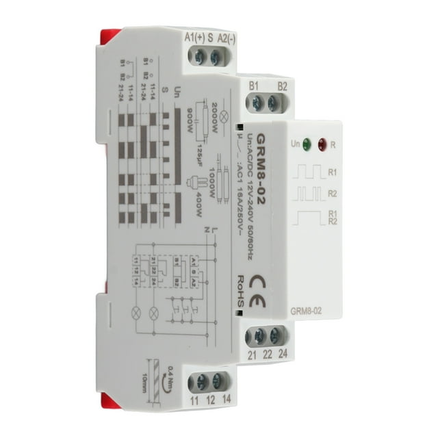 DEWIN GRM8-02 Relé de Impulso electrónico, relé de retardo de Enclavamiento de relé de Memoria para AC/DC 12-240V