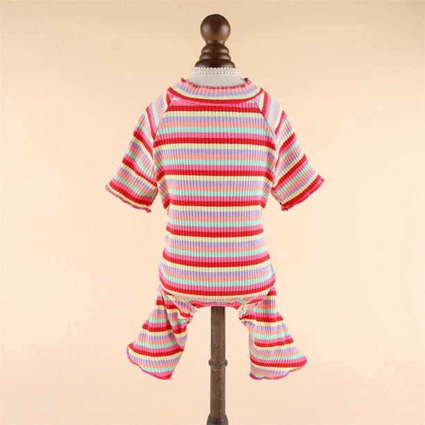 Pijama de algodón a rayas para perro, mono clásico para mascota, ropa de invierno para perro pequeño, disfraz para cachorro y gato, traje para Chihuahua, Yorkie, caniche