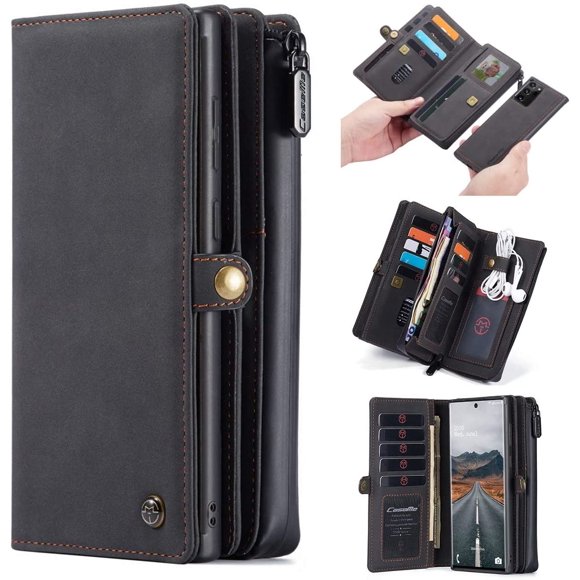 Kowauri Wallet Case for Galaxy Note 20 Ultra,Zipper Purse Folio Magnetic Leather Wallet Protection Card Slot Holder