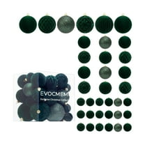 36-Piece Flocked Christmas Ball Ornaments Set – 2.36" Green Suede Texture Holiday Tree Decorations – Assorted Shapes for Christmas Trees, Parties, Weddings, and Home Décor