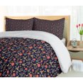 thumbnail image 5 of Ambesonne Floral Duvet Cover Sets, Forest Roses Autumn Leaves, 2-Queen, Indigo Coral Dark Tan, 5 of 7