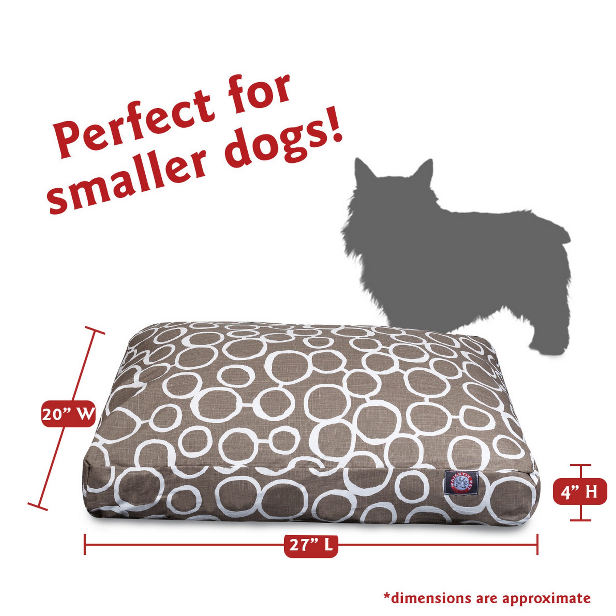 Majestic Pet | Fusion Shredded Memory Foam Rectangle Pet Bed For Dogs, Removable Cover, Mocha, Small