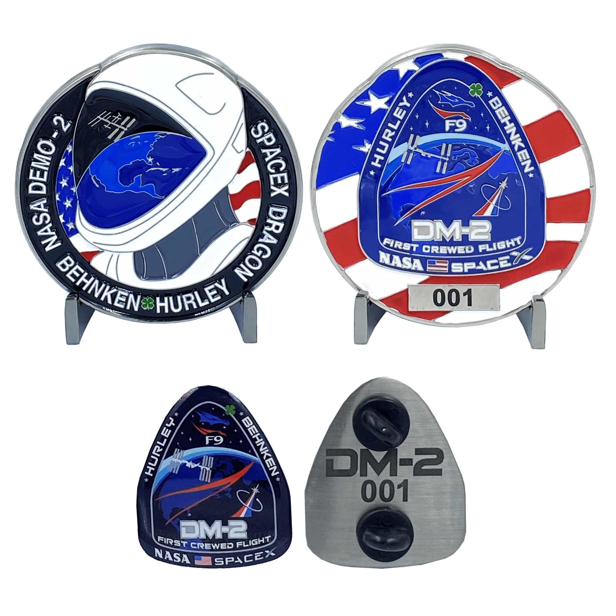 DL11-15 SpaceX Nasa DM-2 First Crewed Flight Challenge Coin Pin set with individ 