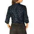 thumbnail image 3 of INSPIRE CHIC Women's Stand Collar Long Sleeve Metallic Stars Shirt XL Dark Blue, 3 of 8
