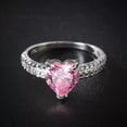 thumbnail image 5 of Pink Love Heart Cubic Zircon Band Womens 925 Silver Engagement Ring Size 6-10, 5 of 5