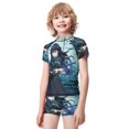 thumbnail image 2 of Demon Slayer Muichiro Tokito Boys 2-Piece Swimsuit Set, Short Sleeve Rash Guard & Swim Trunks, 2 of 7