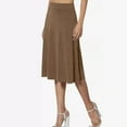thumbnail image 3 of A-Line Midi Skirts for Women - High Waist Knee Length Flared Casual Stretchy Flowy Skirt Brown XXL, 3 of 8
