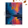 thumbnail image 3 of Colorful Forest Bear Canvas Wall Art, Impressionist Nature Print, Vibrant River Landscape Home Wall Decor, 3 of 8