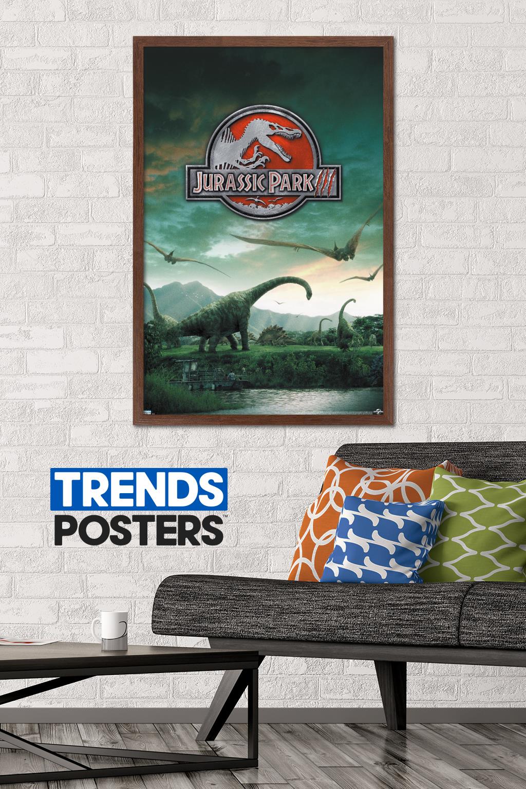 Jurassic Park 3 - Dinosaurs Wall Poster, 22.375" x 34", Framed