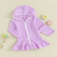 thumbnail image 3 of MesaSe Enfants Fille Robe à Capuche Couleur Unie à Volants à Manches Longues Robe de Plage, 3 of 8