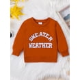 thumbnail image 2 of FEORJGP Toddlers Girls Autumn Casual Sweatshirts Infant Baby Orange Long Sleeve Pullover Crewneck Jumpsuit Letter Patch Loose Fit Tops, 2 of 9