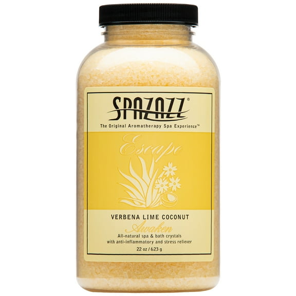 Spazazz Aromatherapy Escape Verbena Lime Coconut Awaken Spa and Bath Crystals 22 oz - Relaxing Soak for Hot Tubs & Bathtubs