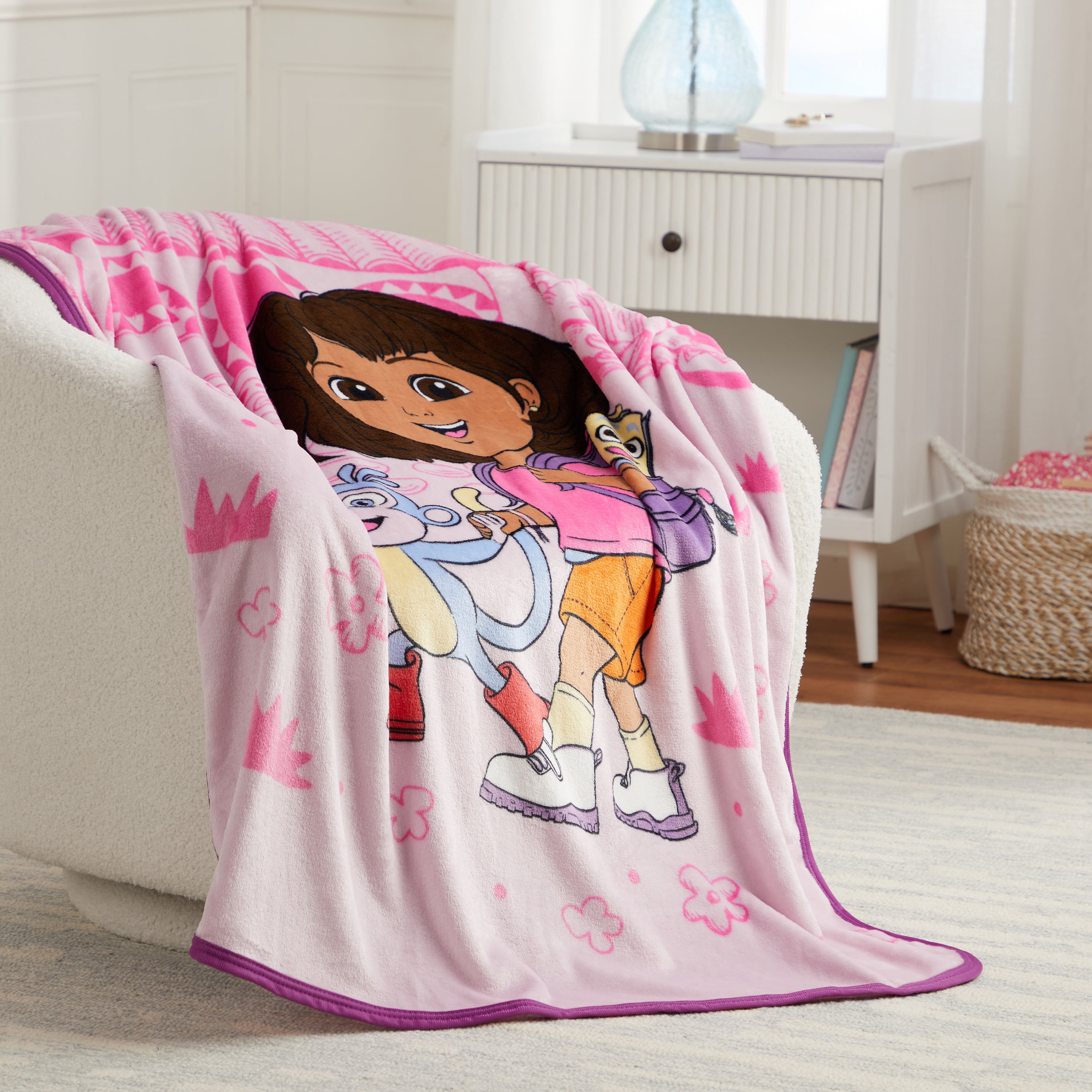 Dora Kids Pink Silky Soft Throw Blanket, 40x50