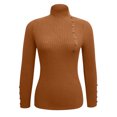 thumbnail image 4 of Wovix Women's Fall Fashion Sweater 2025 Long Sleeve Mock Neck Button Stretch Slim Tunic Business Casual Work Solid Color Basic Tops, 4 of 5