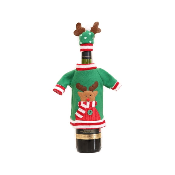 GOOHOCHY Ugly Thanksgiving Sweater Bottle Cover Set for Drink Pouches Festive Holiday Party Accessories