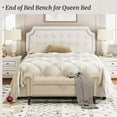thumbnail image 3 of Dycanpo 50in Storage Bench with Arms, Linen Upholstered Ottoman Bench for Bedroom, Wheat Color, 3 of 7