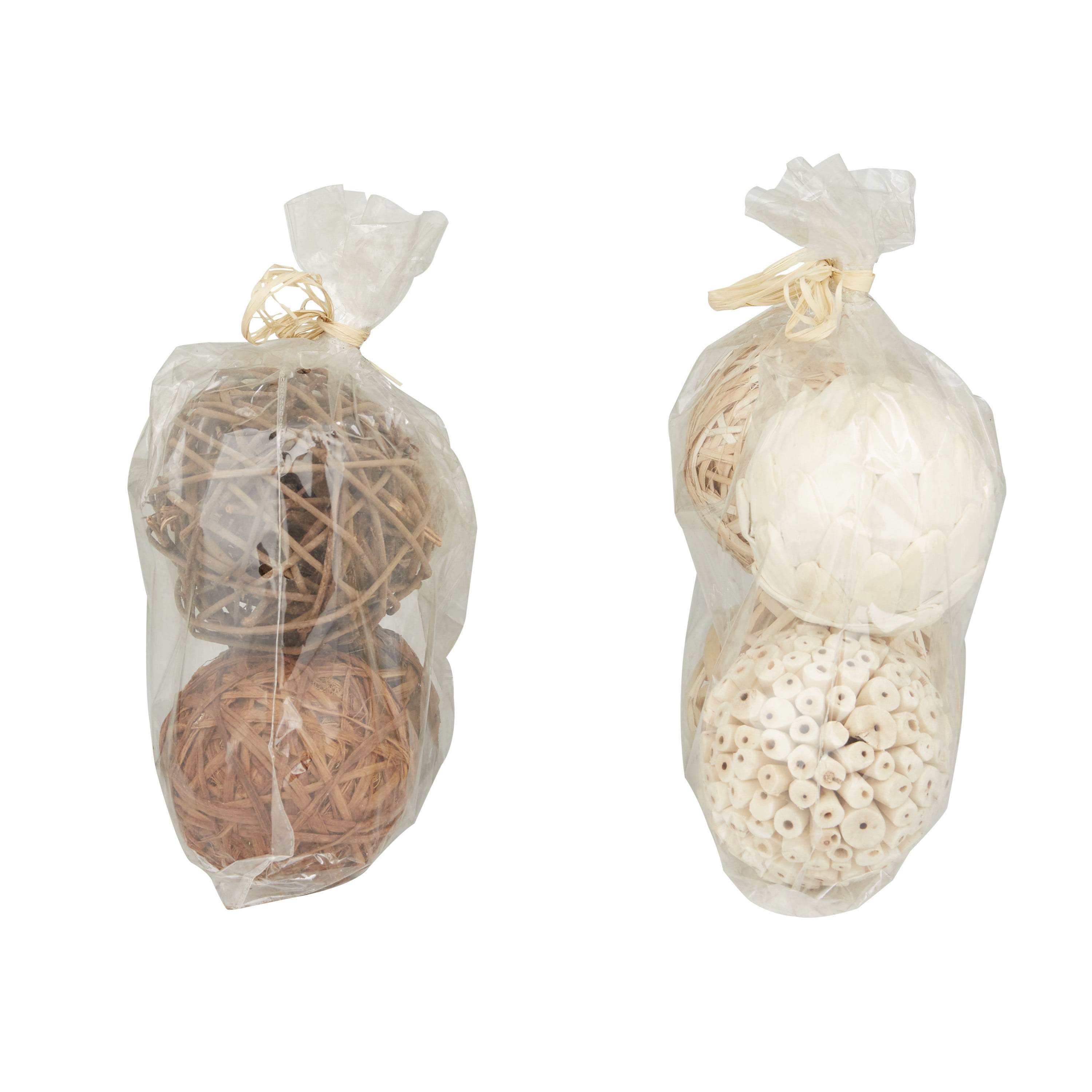 DecMode Brown 8" Handmade Dried Plant Orbs & Vase Filler with Varying Designs (2 Count)