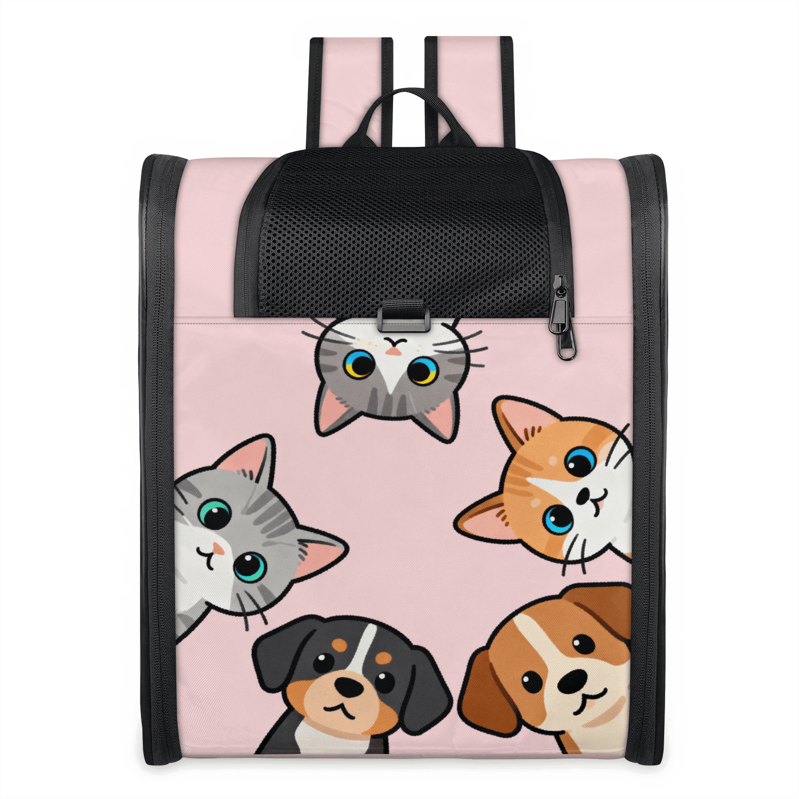 Cute Pet Backpack Carrier for Cats & Small Dogs, Breathable Mesh Design, Safe Travel Carrier for Outdoor Hiking, Walking, Vet Visits