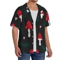 thumbnail image 2 of Balery Amanita Mushroom Camisa Casual de Manga Corta con Botones para Hombre, Texturizada, Estilo Cubano, para Playa, Verano-3X-Large, 2 of 5
