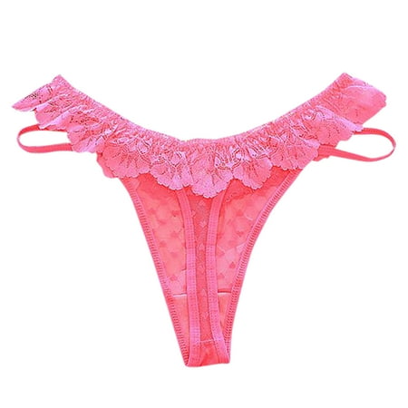 

RPVATI Women Lace Panties See Through Solid Thong for Women T-Back Low Rise G-String
